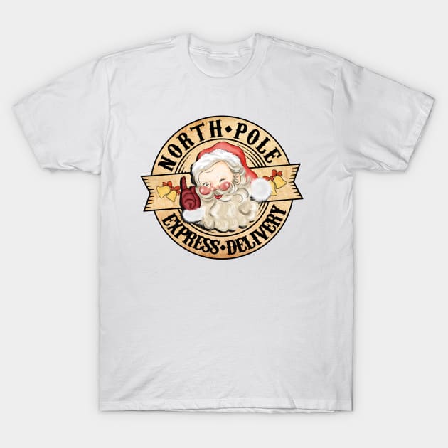 North Pole Express Delivery, Vintage Santa T-Shirt by Bam-the-25th